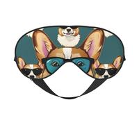Masque de sommeil imprimé lunettes et moustaches de corgi mignons pour femmes et hommes masque pour les yeux bloquant la lumière masque doux et respirant