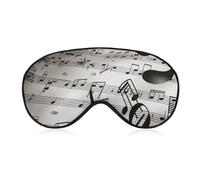 Masque de sommeil imprimé notes de musique pour homme et femme avec sangle réglable - Masque occultant doux et respirant - Antidérapant - Essentiels de voyage