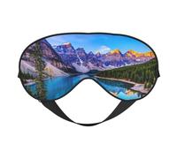 Masque de sommeil imprimé paysage de lac de montagne en soie pour les yeux en satin doux bandeau élastique ombre à paupières nuit voyage sieste pour femmes hommes