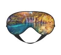 Masque de sommeil imprimé paysage d'eau et de lac en soie pour les yeux en satin doux, sangle élastique, ombre à paupières de nuit, sieste de voyage pour femmes et hommes