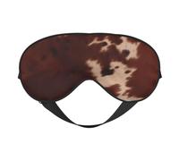 Masque de sommeil imprimé peau de vache rouge marron pour femmes hommes double face en soie douce