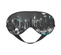 Masque de sommeil imprimé peintures de New York en soie pour les yeux - Bandeau élastique en satin doux - Fard à paupières de nuit - Pour la sieste de voyage - Pour homme et femme