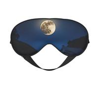 Masque de sommeil imprimé pleine lune dans la nuit, masque doux pour les yeux avec sangle réglable pour dormir, voyager et se détendre