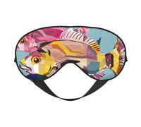 Masque de sommeil imprimé poisson coloré pour homme et femme - Impression double face - En soie douce