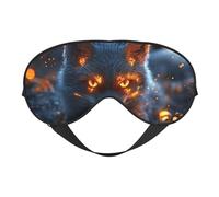 Masque de Sommeil Imprimé Renard aux Yeux Flamme avec Sangle Réglable Confortable pour Voyage, Yoga, Sieste, Sommeil & Relaxation