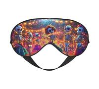 Masque de sommeil imprimé squelette, fleurs et nuits étoilées avec sangle réglable, couverture confortable pour les yeux, pour voyage, yoga, sieste, sommeil et relaxation