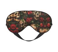Masque de sommeil imprimé tête de mort et rose rouge, couverture douce et respirante pour les voyages, le travail de nuit et la méditation