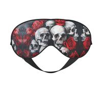 Masque de sommeil imprimé tête de mort et rose rouge, couverture douce et respirante pour les voyages, le travail de nuit et la méditation