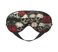 Masque de sommeil imprimé tête de mort et rose rouge, couverture douce et respirante pour les voyages, le travail de nuit et la méditation