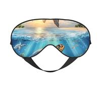 Masque de sommeil imprimé tortues nageant dans la mer avec sangle réglable, couvre-yeux confortable pour voyage, yoga, sieste, sommeil et relaxation