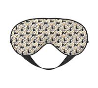 Masque de sommeil insolite avec motif chat noir de dessin animé, masque de sommeil double face pour homme et femme, masque occultant pour dormir, voyage