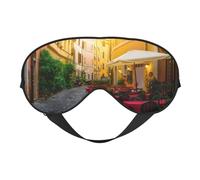 Masque de sommeil italien avec imprimé vieille rue en soie, couverture des yeux en satin doux, sangle élastique, ombre à paupières de nuit, sieste de voyage pour femmes et hommes