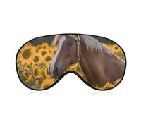 Masque de sommeil jaune tournesol cheval pour homme et femme avec sangle réglable - Masque occultant doux et respirant - Antidérapant - Essentiels de voyage