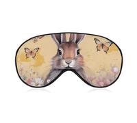 Masque de sommeil lapin et papillon pour homme et femme avec sangle réglable - Masque occultant doux et respirant - Antidérapant - Essentiels de voyage