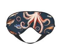 Masque de sommeil léger avec imprimé poisson et pieuvre - Respirant - Bloque la lumière - Pour voyage, yoga, aventures en plein air