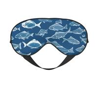 Masque de sommeil léger avec imprimé poissons de l'océan - Respirant - Bloque la lumière - Pour voyage, yoga, aventures en plein air