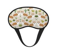 Masque de sommeil léger et confortable à motif de chien Corgi avec cactus, avec sangle réglable pour dormir la nuit, travailler par quarts, méditer - Cache-yeux occultant