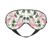 Masque de sommeil léger et réglable avec motif flamant rose et feuilles rondes pour homme et femme