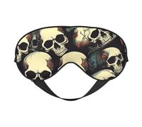 Masque de sommeil léger et respirant avec imprimé squelette de crâne bloquant la lumière pour voyage, yoga, aventures en plein air