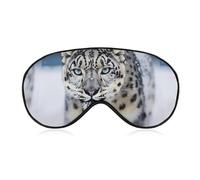 Masque de sommeil léopard des neiges aux yeux bleus pour homme et femme avec sangle réglable - Masque occultant doux et respirant - Antidérapant - Essentiels de voyage