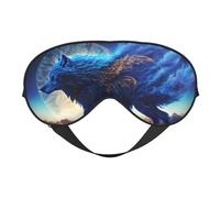 Masque de sommeil loup bleu au clair de lune, masque de sommeil double face, masque de sommeil pour homme et femme, masque occultant pour dormir, voyage