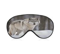 Masque de sommeil loup dans la neige, doux et confortable, masque rembourré pour les yeux avec bande réglable pour un repos profond, voyage, travail