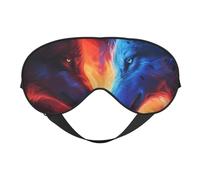 Masque de sommeil loup de feu rouge et bleu, masque de sommeil double face, masque de sommeil pour homme et femme, masque occultant pour dormir, voyage
