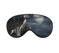 Masque de sommeil loups au clair de lune pour homme et femme avec sangle réglable - Masque occultant doux et respirant - Antidérapant - Essentiels de voyage