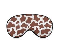 Masque de sommeil marron à motif peau de vache pour femmes et hommes, masque de sommeil doux, bandeau ajustable, 20 x 10 cm