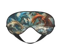 Masque de sommeil, masque de sommeil épique pour les yeux de bataille de dragon rouge et bleu, masque de sommeil pour femmes et hommes, couvre-yeux occultant pour voyage/sommeil