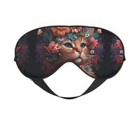 Masque de sommeil, masque de sommeil pour homme et femme, masque occultant pour voyage/sommeil, couronne de fleurs, masque œil de chat