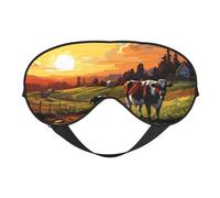 Masque de sommeil, masque de sommeil pour homme et femme, masque occultant pour voyage/sommeil, masque pour les yeux de vache de pâturage style peinture à l'huile