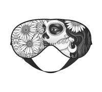 Masque de sommeil, masque de sommeil pour homme et femme, motif tête de mort en sucre floral, masque de sommeil occultant pour voyage/sommeil