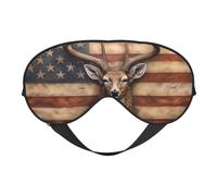 Masque de sommeil, masque mural pour les yeux avec motif cerf et drapeau américain pour le sommeil, masque de sommeil pour femmes et hommes, couvre-yeux occultant pour voyage/sommeil