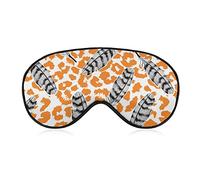 Masque de sommeil Masque pour les yeux de sommeil en plumes de léopard orange avec sangle réglable Plume d'oiseau Couverture douce pour les yeux pour bloquer les lumières
