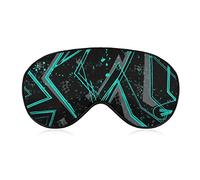 Masque de sommeil Masque pour les yeux de sommeil géométrique abstrait avec sangle réglable Cyan Blue et Black Soft Eye Cover pour bloquer les lumières