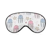 Masque de sommeil Méduses mignonnes et étoiles de mer Masque pour les yeux bandé avec sangle réglable Rose et bleu Soft Eye Cover pour bloquer les lumières