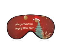 Masque de sommeil « Merry Christmas and Happy New Year » avec sangle réglable pour les yeux - Cache-yeux de voyage - Cache-yeux doux pour le yoga