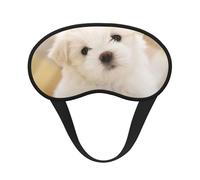 Masque de sommeil mignon à imprimé chiot maltais, masque de sommeil pour les yeux pour homme et femme pour une obscurité totale, réduit les gonflements des yeux