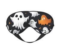 Masque de sommeil mignon à motif fantôme blanc d'Halloween, masque pour les yeux 100 % soie de mûrier naturelle avec couvre-yeux ultra doux pour dormir, voyager, sieste