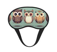 Masque de sommeil mignon avec hiboux de dessin animé pour adultes occultant, masque confortable pour les yeux bloquant la lumière pour les voyages, le yoga