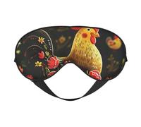 Masque de sommeil mignon avec impression de poules de coq pour femmes et hommes - Impression double face - En soie douce