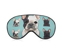 Masque de sommeil mignon bouledogue français pour homme et femme avec sangle réglable - Masque occultant doux et respirant - Antidérapant - Essentiels de voyage