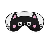 Masque de sommeil mignon chat noir long corps sommeil masque pour les yeux bandeau avec sangle réglable drôle chat allongé couverture douce pour les yeux pour bloquer les lumières