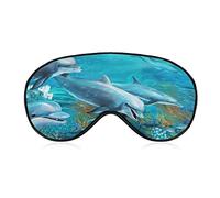 Masque de sommeil mignon dauphin sommeil masque pour les yeux bandeau avec sangle réglable le monde sous-marin couverture douce pour les yeux pour bloquer les lumières