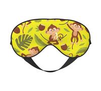 Masque de sommeil mignon et amusant avec imprimé singe banane pour les yeux bloquant la lumière, bandeau tendance pour les yeux pour femmes et hommes en avion