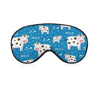 Masque de sommeil mignon masque pour les yeux de sommeil de vache debout bandeau avec sangle réglable éclaboussures de lait couverture douce pour les yeux pour bloquer les lumières