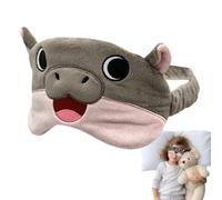 Masque De Sommeil Mignon Pour Les Yeux - Construction En Matériau En Peluche, Taille De Onze Par Vingt Et Un Centimètres, Design Hippopotame Réglable Et Confortable, Masque De Sommeil Doux, Accessoire