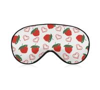Masque de sommeil mignon pour les yeux en forme de fraise et de cœur, masques pour les yeux super doux avec sangle réglable, aide au sommeil ultime, bandeau sur les yeux, détendez-vous et soulagez vot