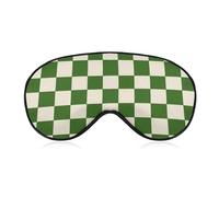 Masque de sommeil minimaliste à motif damier vert ivoire carré masque de sommeil pour homme et femme avec sangle réglable pour voyage, yoga, sieste, travail